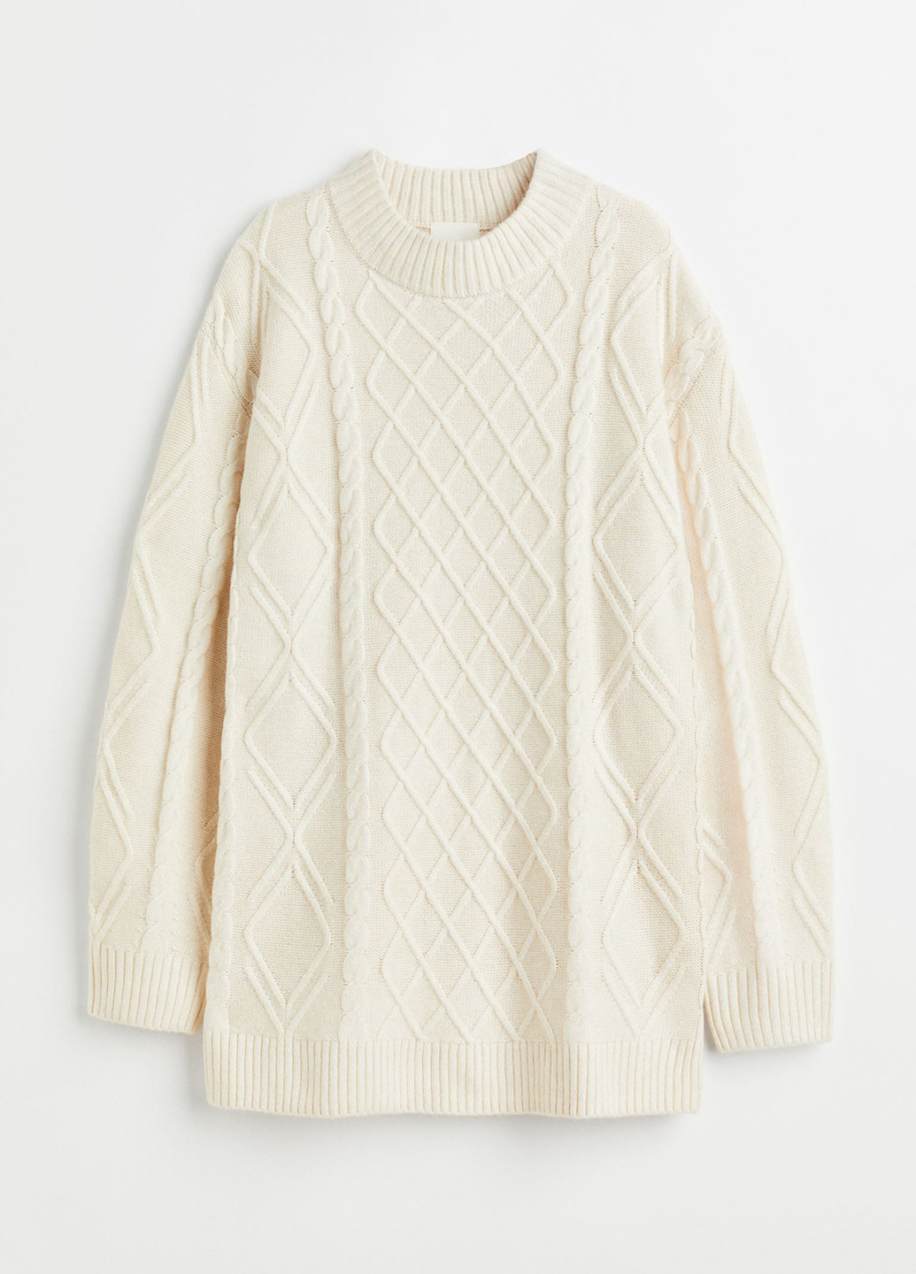 Светло-бежевое кэжуал светр зимовий вільного крою платье-свитер H&M однотонное