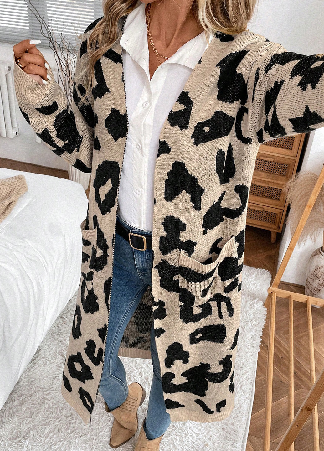 Бежевый демисезонный кардиган SHEIN