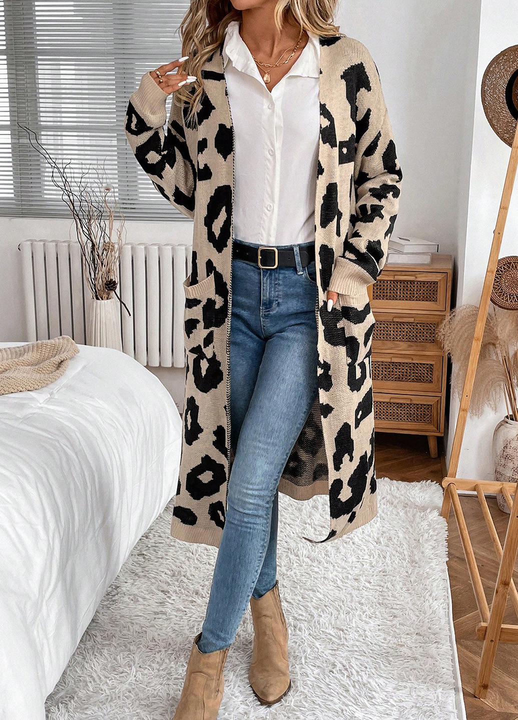 Бежевый демисезонный кардиган SHEIN