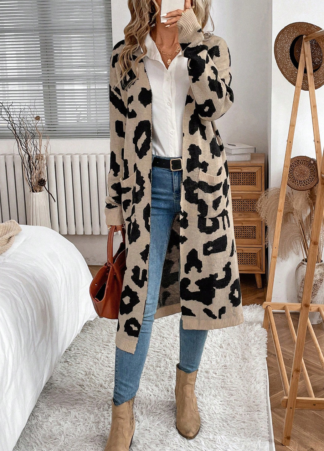 Бежевый демисезонный кардиган SHEIN