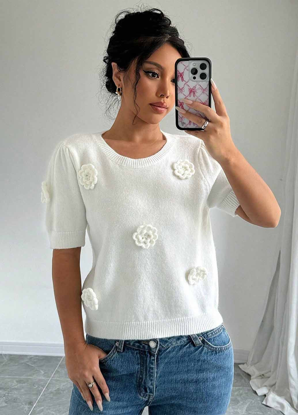 Белый летний джемпер джемпер SHEIN