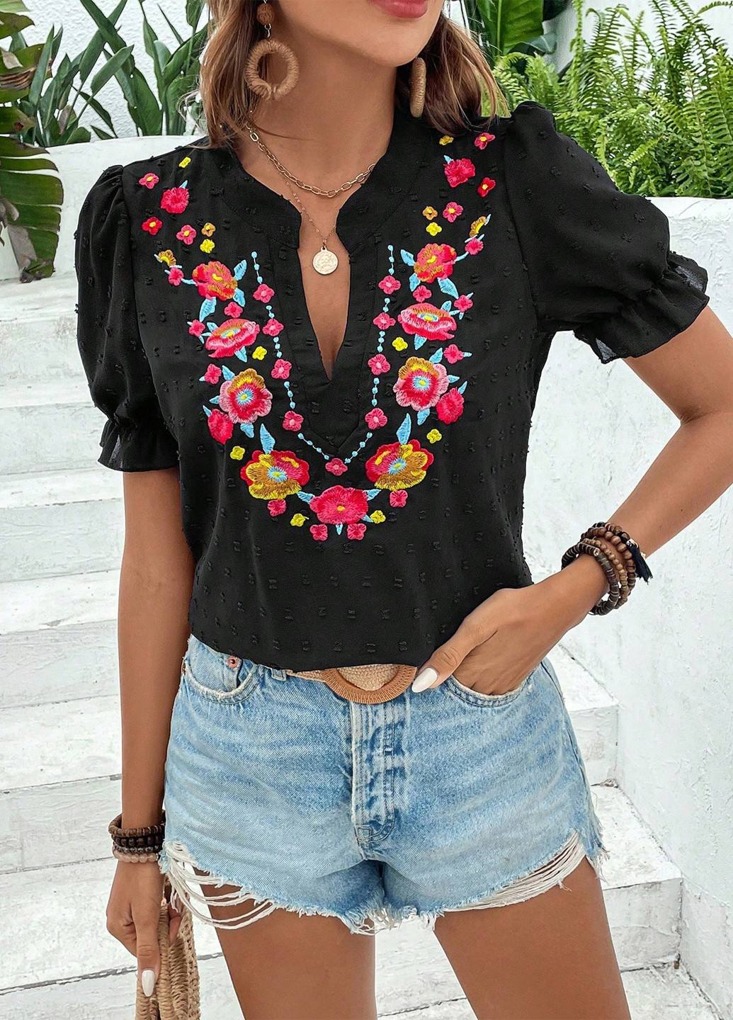 Чёрная блуза SHEIN