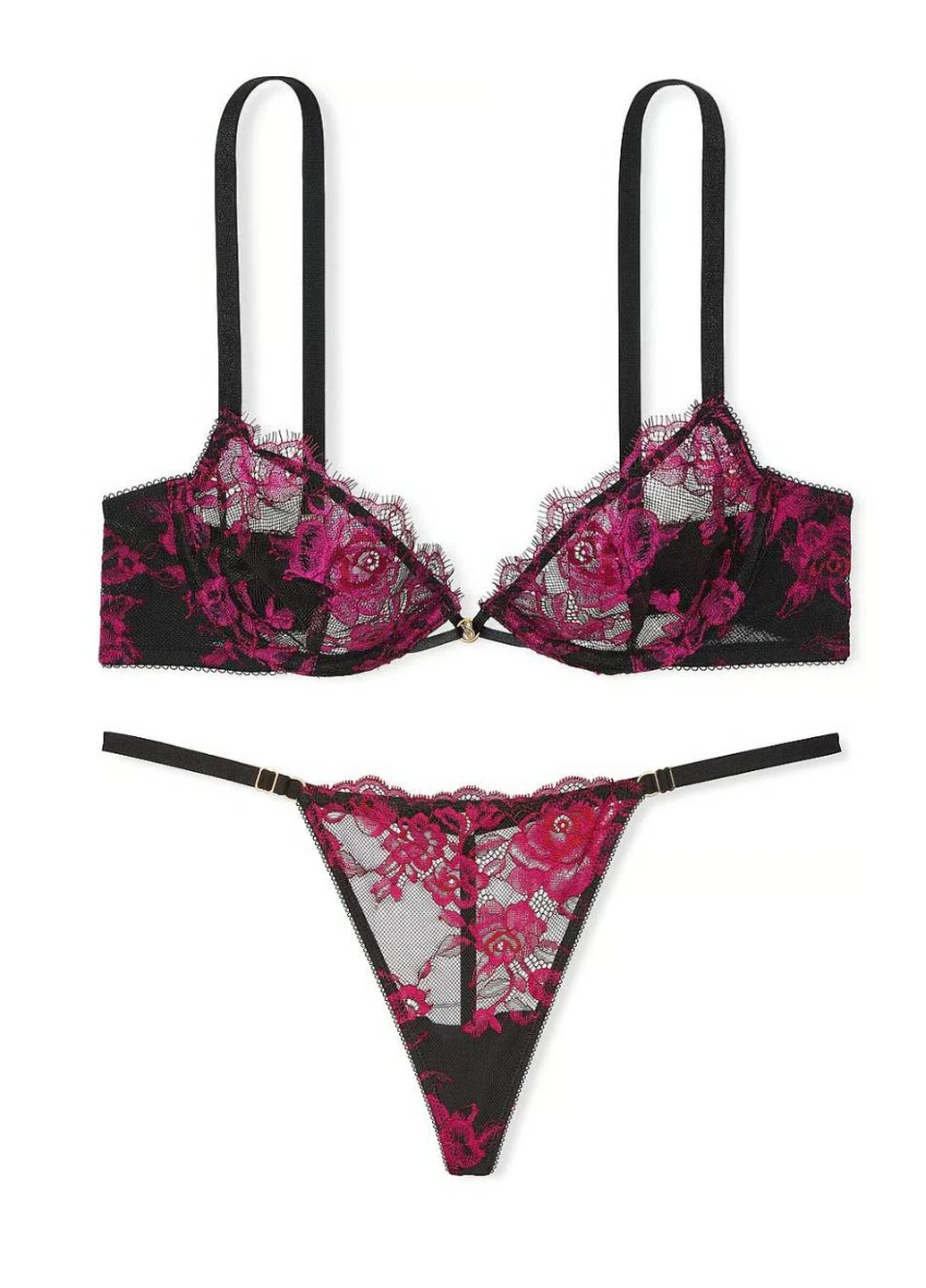 Черный демисезонный комплект (бюстгальтер, трусики) Victoria's Secret