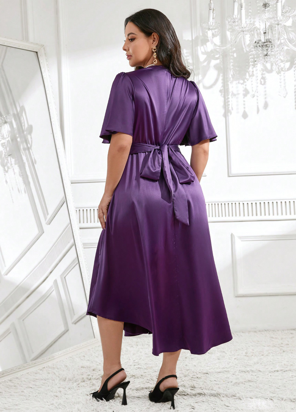 Фіолетова вечірня сукня SHEIN однотонна