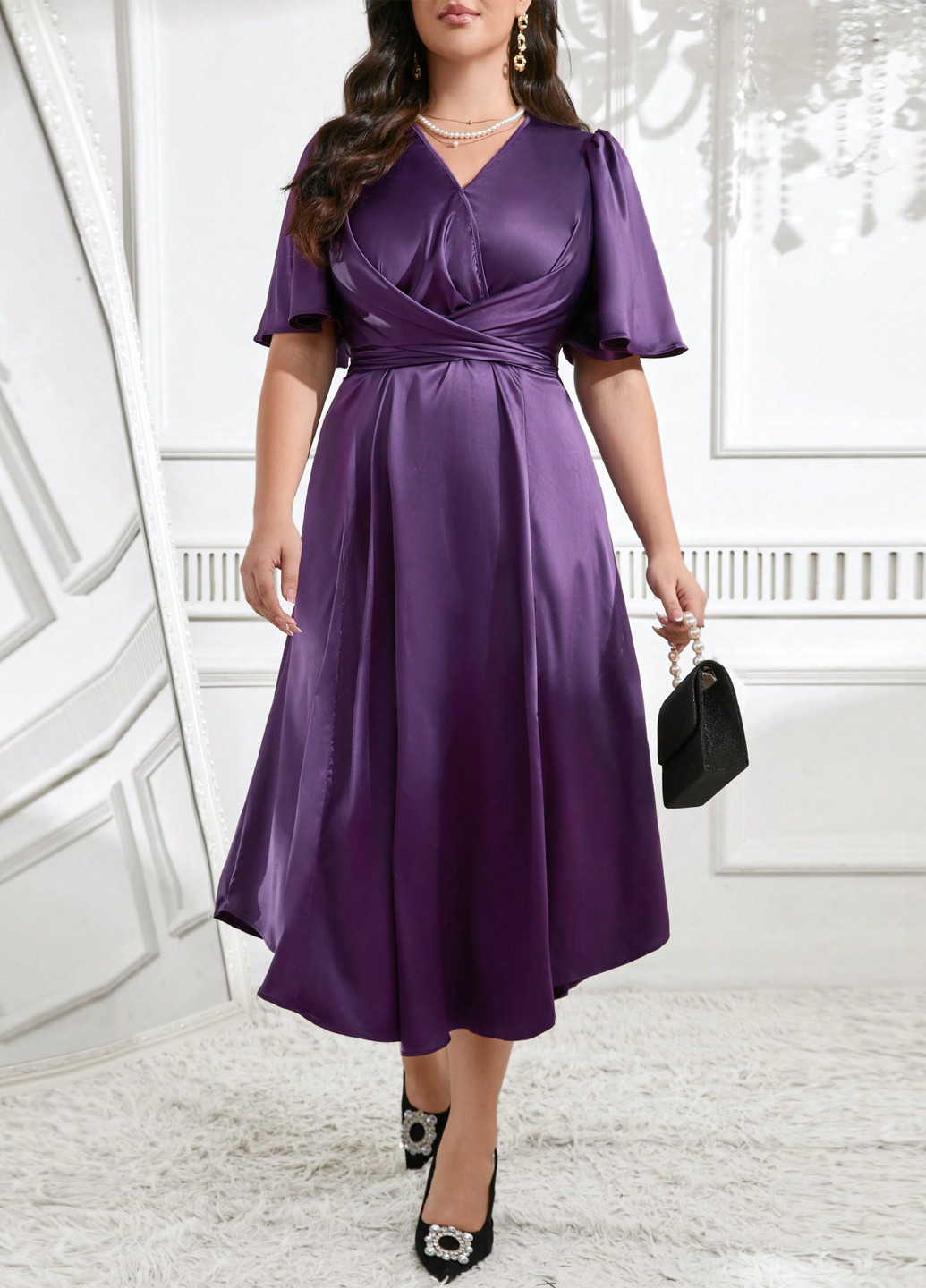 Фіолетова вечірня сукня SHEIN однотонна