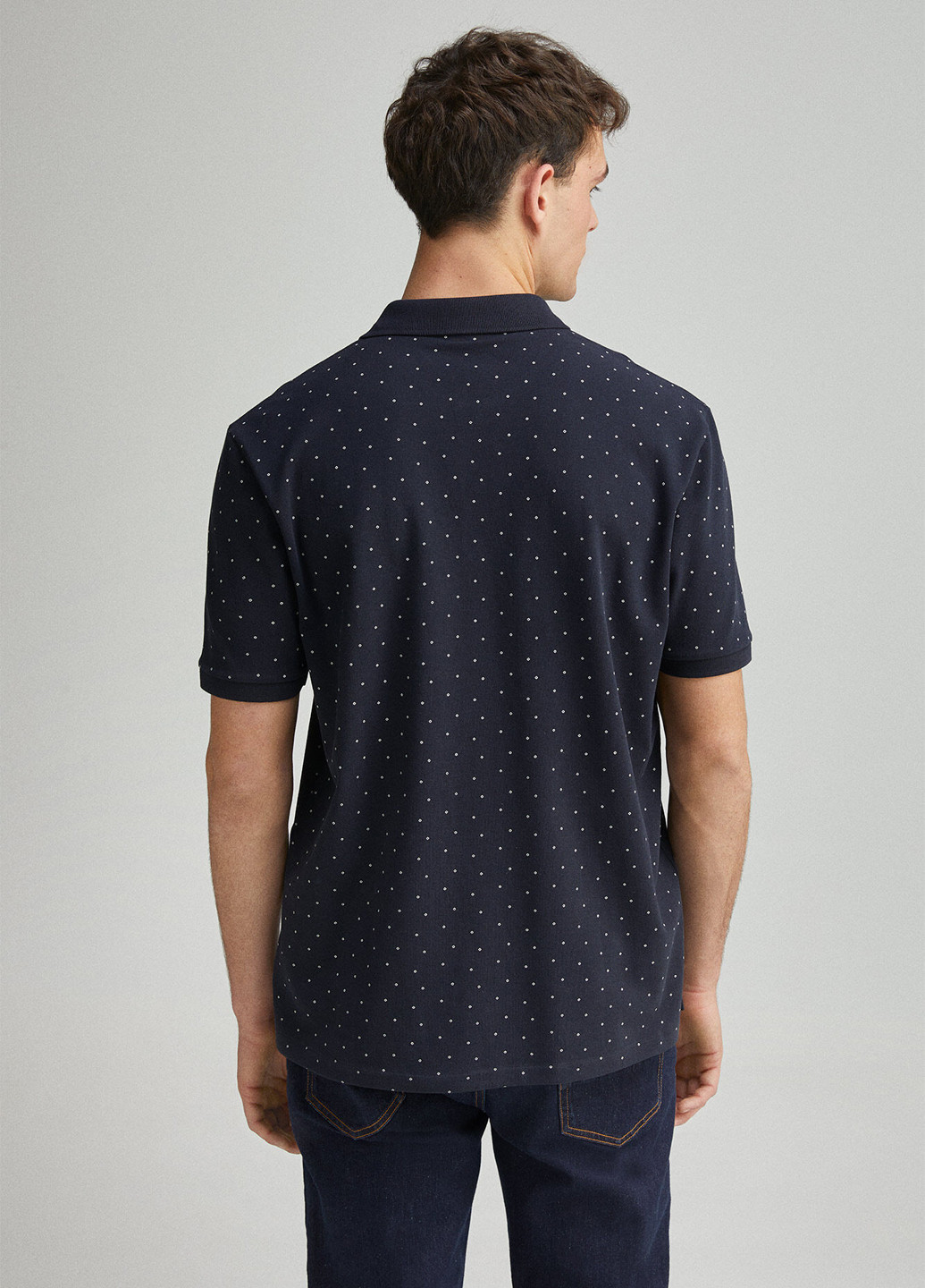 Темно-синяя футболка-поло для мужчин Springfield в горошек