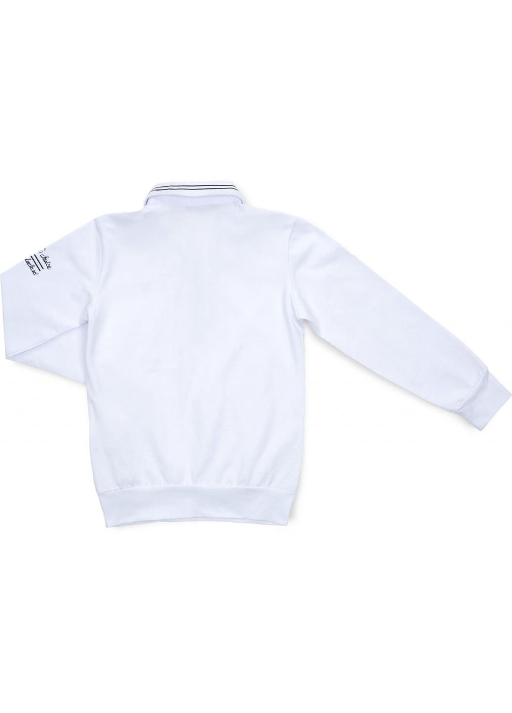 Біла демісезонна футболка дитяча поло з довгим рукавом (10783-128b-white) BLUELAND