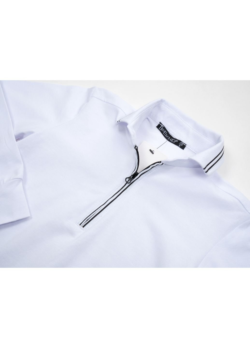 Біла демісезонна футболка дитяча поло з довгим рукавом (10783-128b-white) BLUELAND