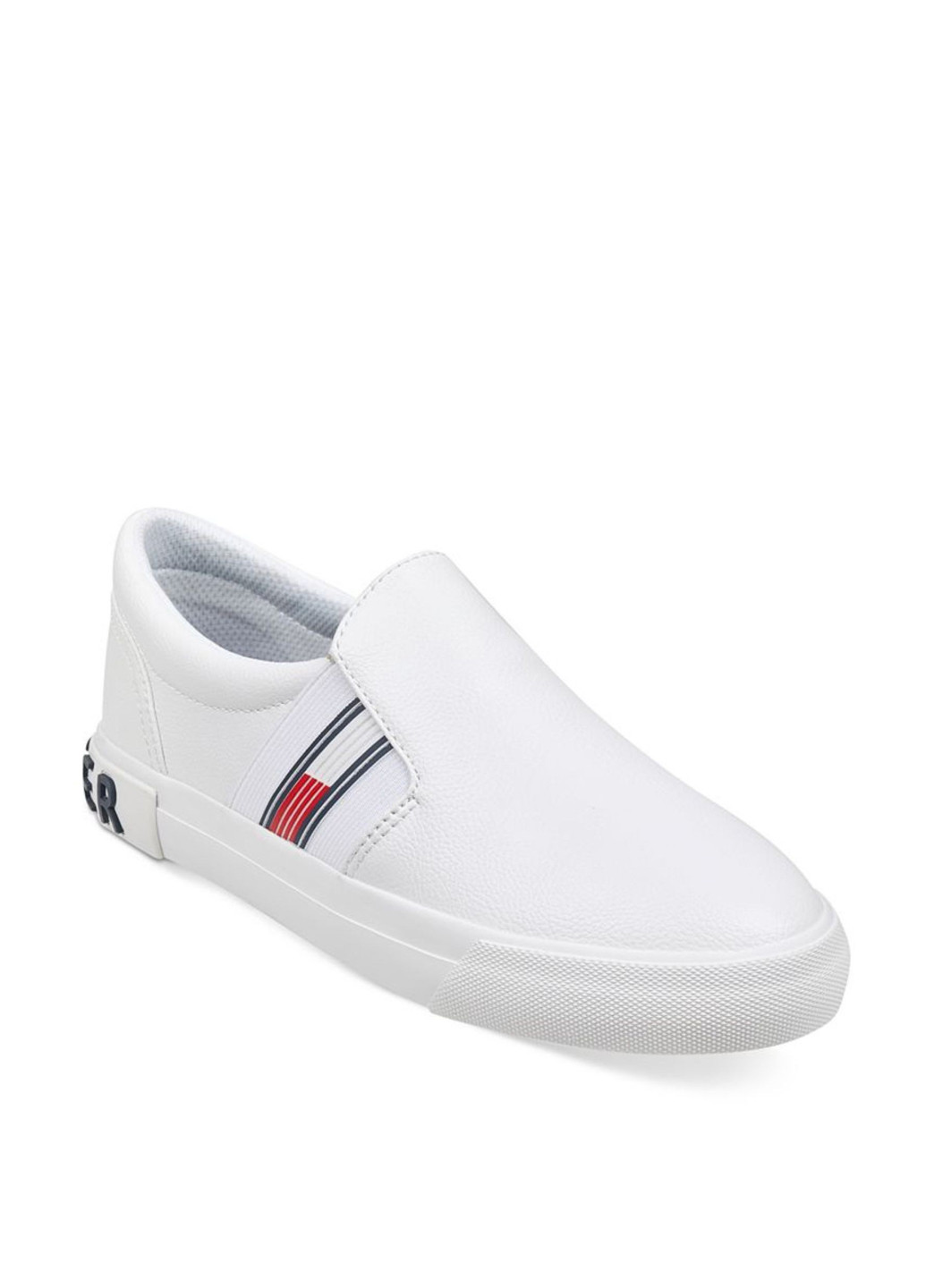 Белые слипоны Tommy Hilfiger с логотипом, с белой подошвой однотонные