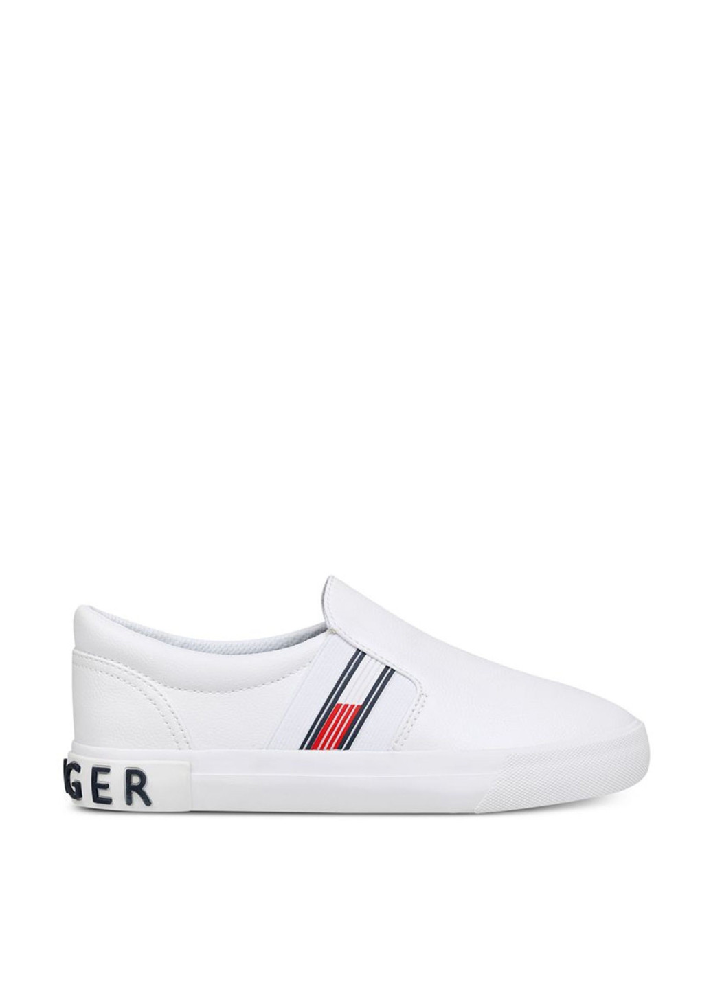 Белые слипоны Tommy Hilfiger с логотипом, с белой подошвой однотонные