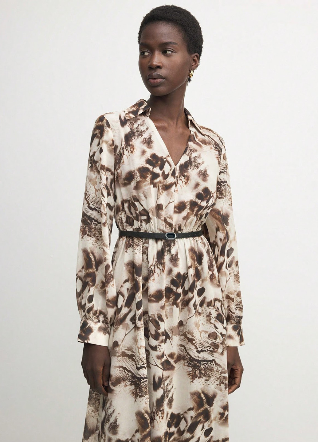 Коричневое кэжуал платье а-силуэт SHEIN леопардовый