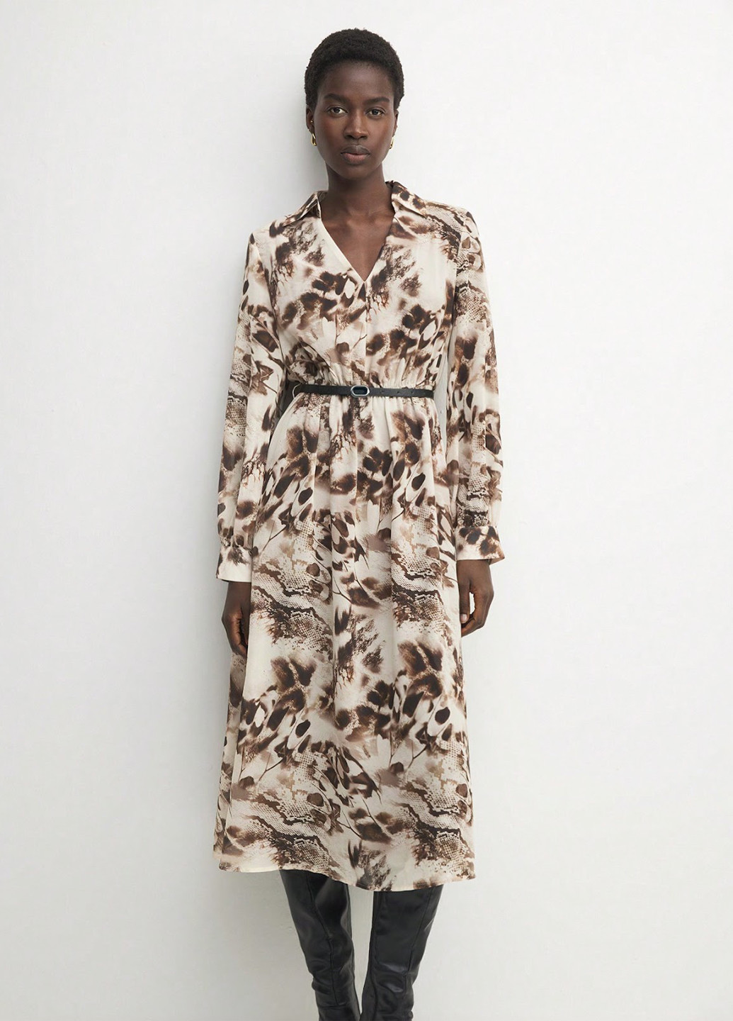 Коричневое кэжуал платье а-силуэт SHEIN леопардовый