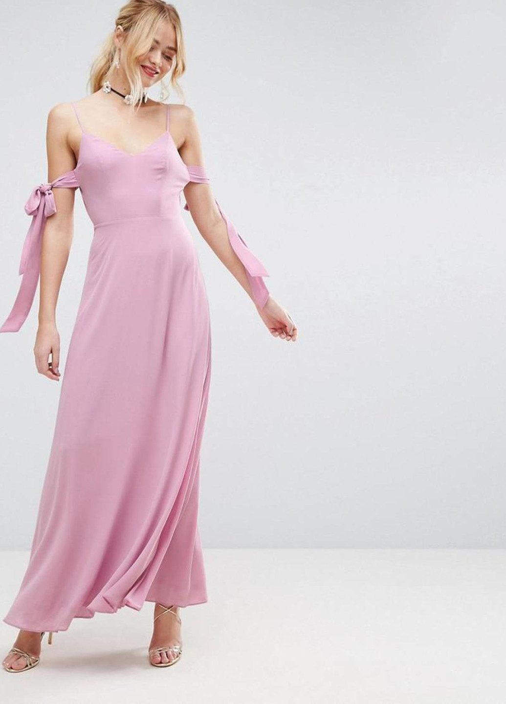 Розовое кэжуал платье клеш Asos однотонное