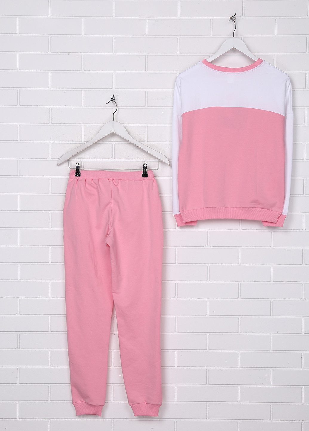 Розовый демисезонный костюм (свитшот, брюки) брючный Роза