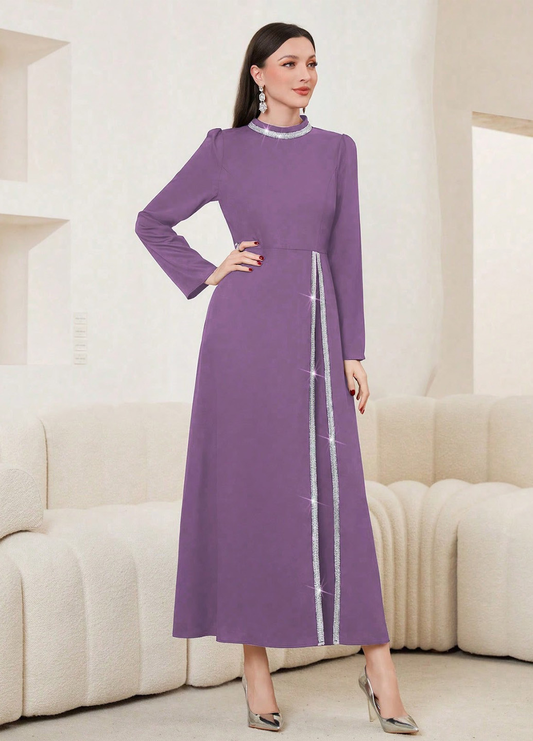 Лілова кежуал сукня а-силует SHEIN однотонна