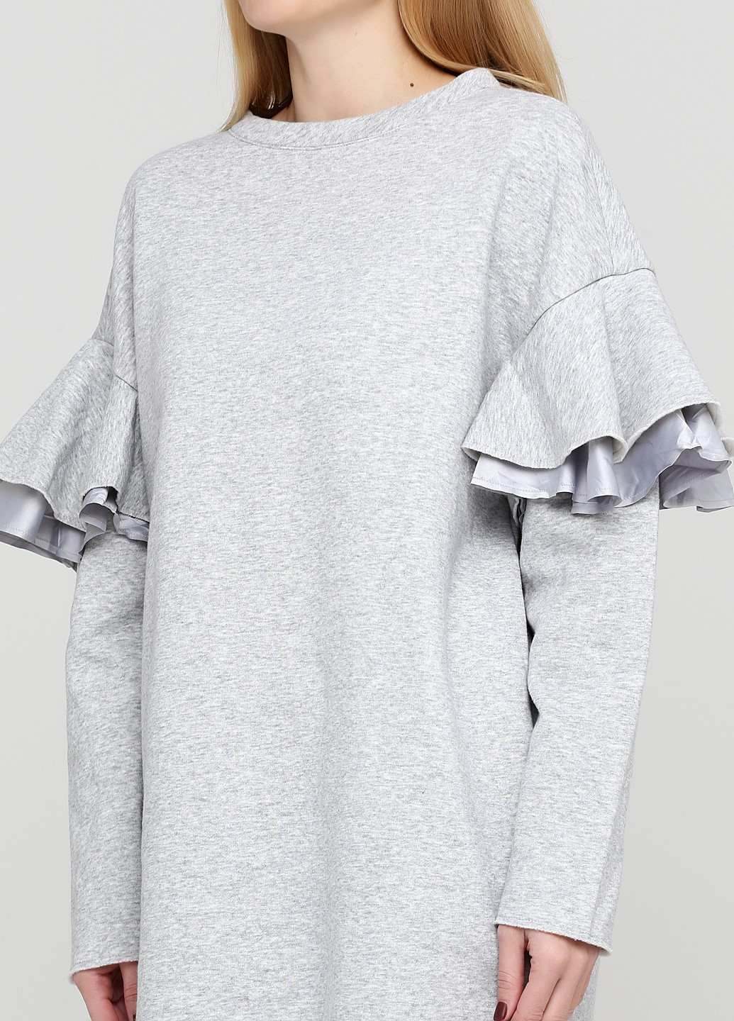 Свитшот H&M - крой однотонный серый кэжуал - (250107764)