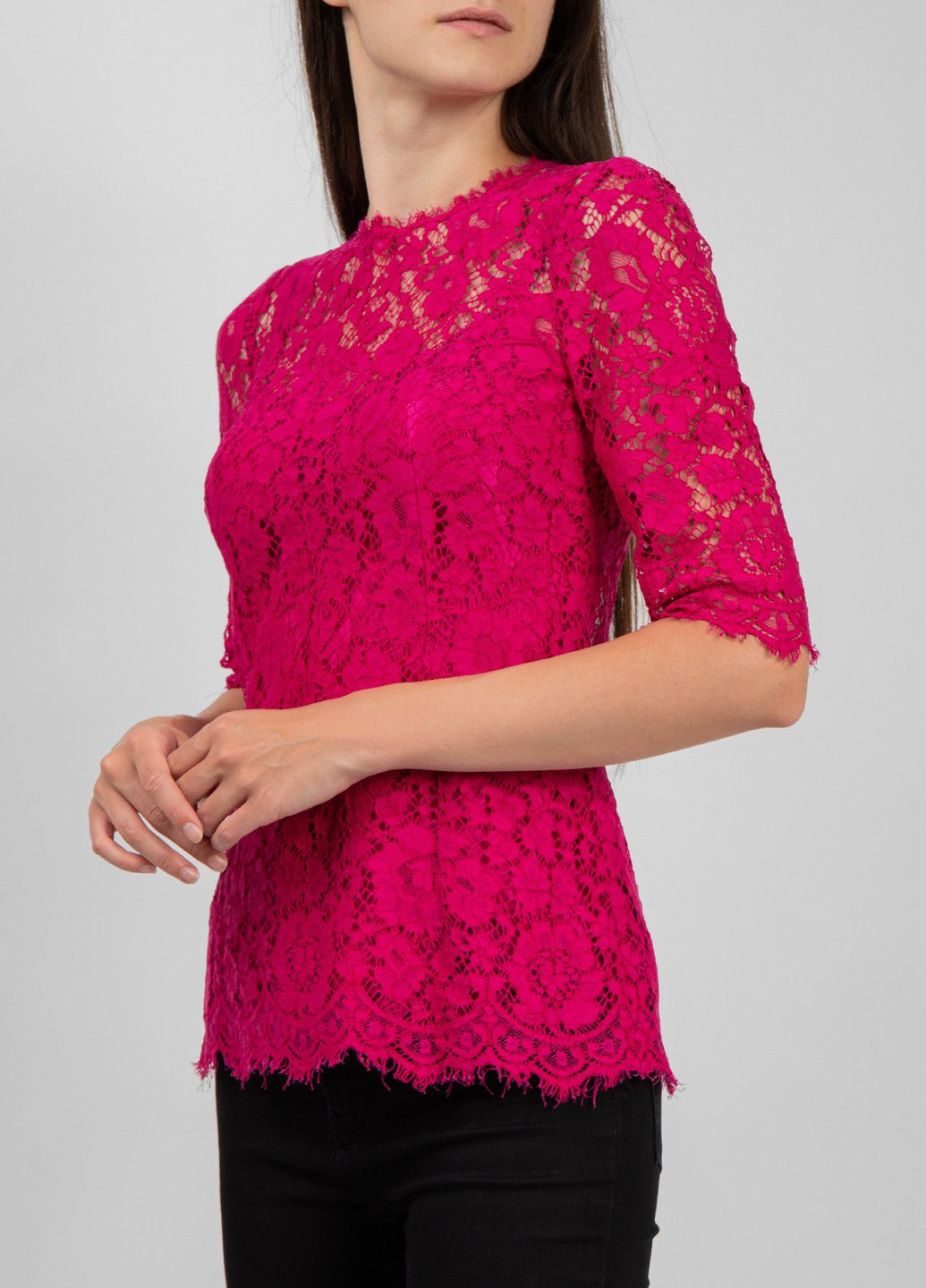 Фуксиновая летняя кружевная блуза цвета фуксии Dolce & Gabbana