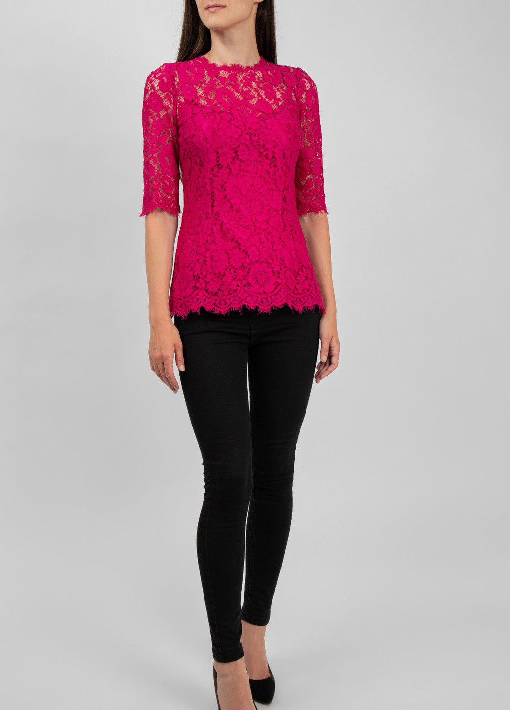 Фуксія мереживна блуза кольору фуксії Dolce & Gabbana