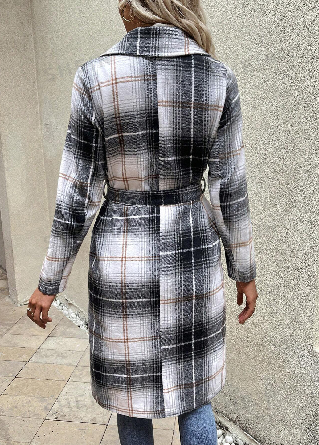 Сіре демісезонне Пальто однобортне SHEIN