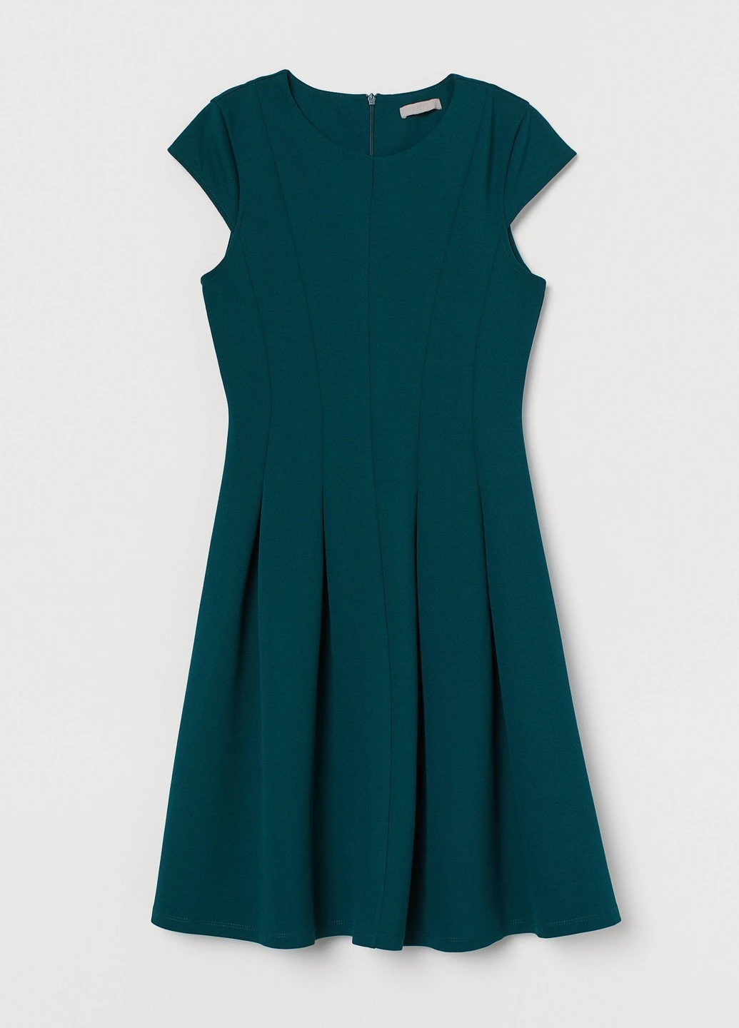 Темно-зеленое деловое платье H&M однотонное