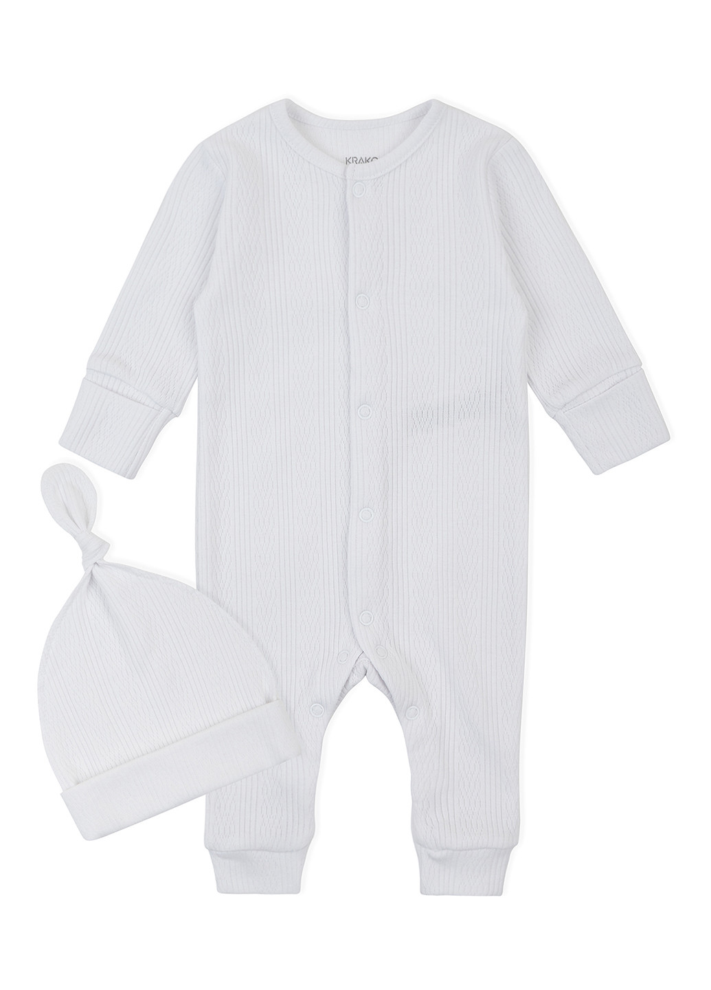 Білий демісезонний комплект (шапка, чоловічок) KRAKO