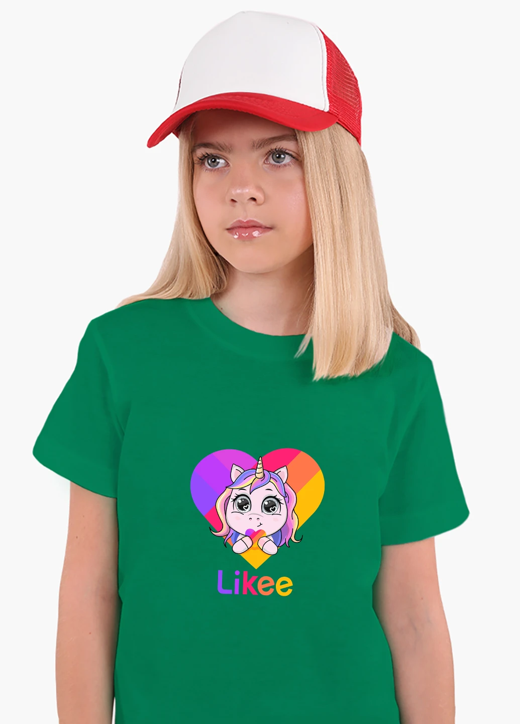 Зеленая демисезонная футболка детская лайки единорог (likee unicorn)(9224-1593) MobiPrint