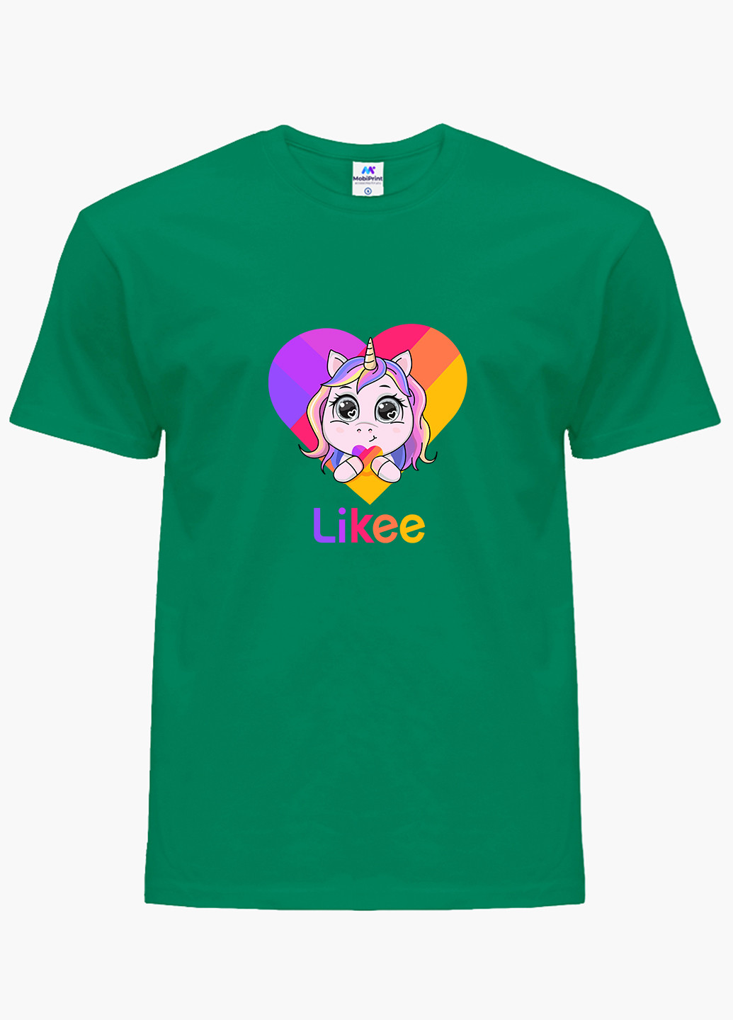 Зеленая демисезонная футболка детская лайки единорог (likee unicorn)(9224-1593) MobiPrint