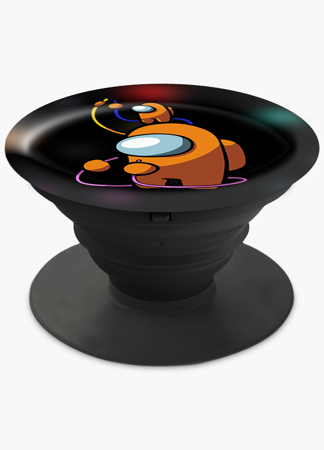 Попсокет (Popsockets) держатель для смартфона Амонг Ас Оранжевый (Among Us Orange) (8754-2413) Черный MobiPrint (216836470)