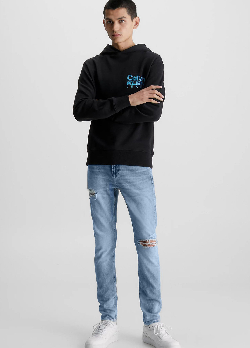 Голубые демисезонные прямые джинсы Calvin Klein Jeans