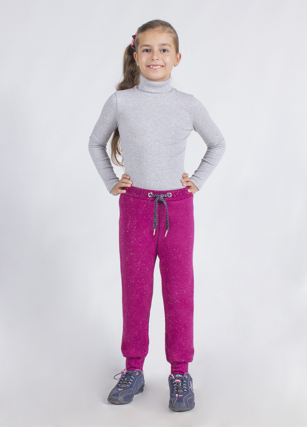 Светло-фиолетовые спортивные демисезонные со средней талией брюки Смил