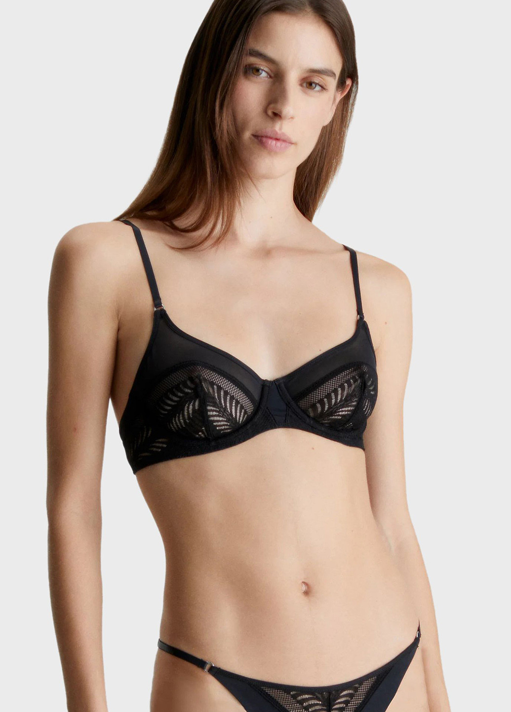 Чёрный балконет бюстгальтер Calvin Klein с косточками полиамид