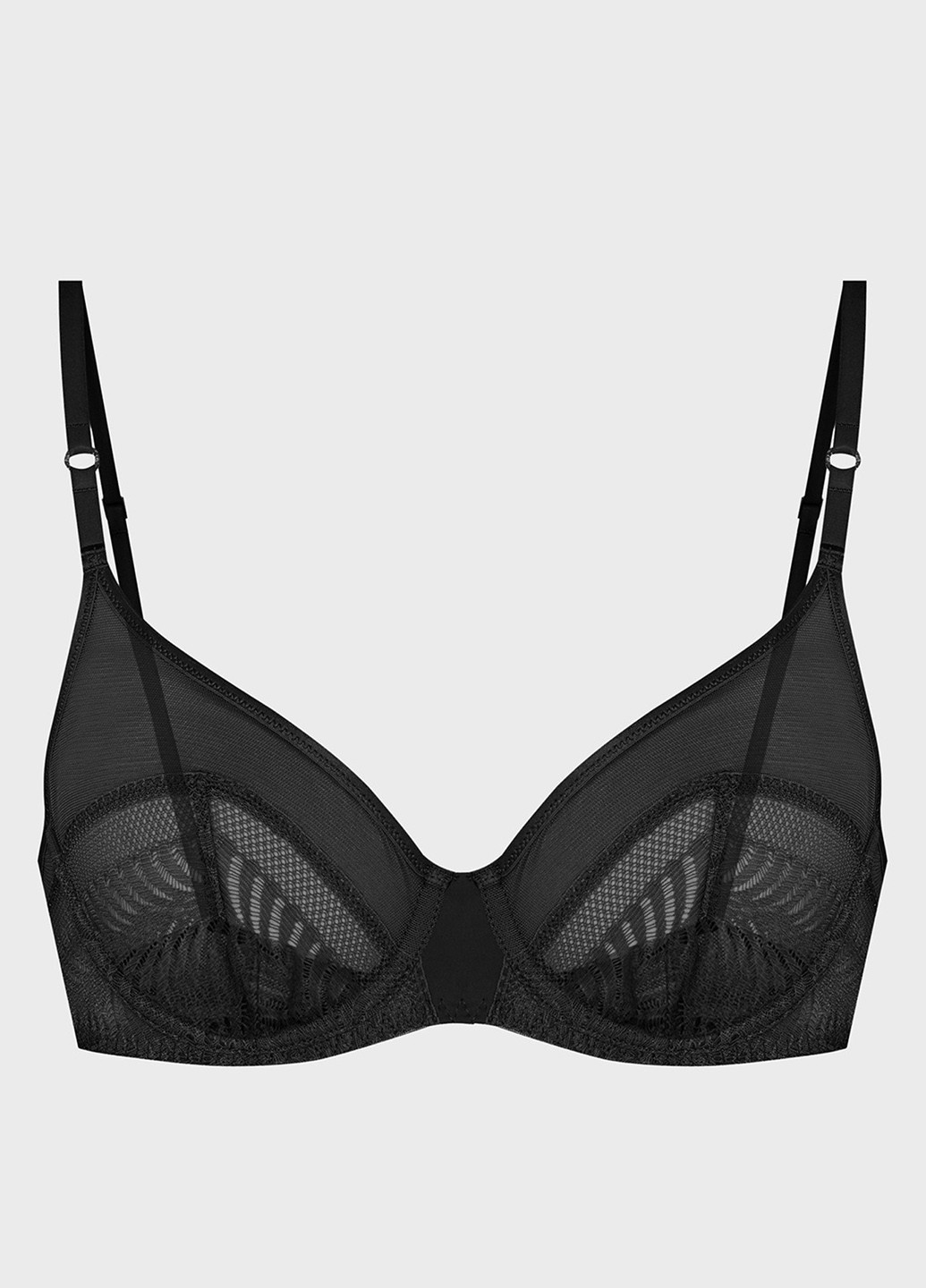 Чёрный балконет бюстгальтер Calvin Klein с косточками полиамид