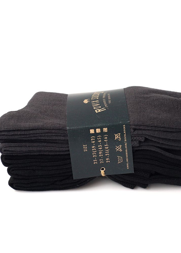 Шкарпетки бавовняні Преміум 6 пар, Чорний/Сірий, класичні, 45-46 Rovix класична довжина (253189051)