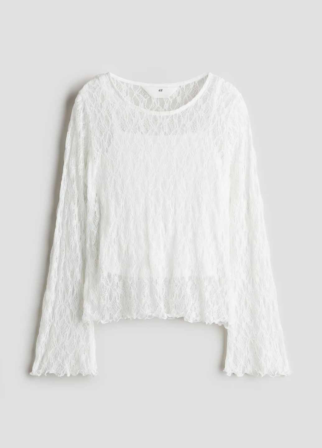 Белая однотонная блузка H&M демисезонная