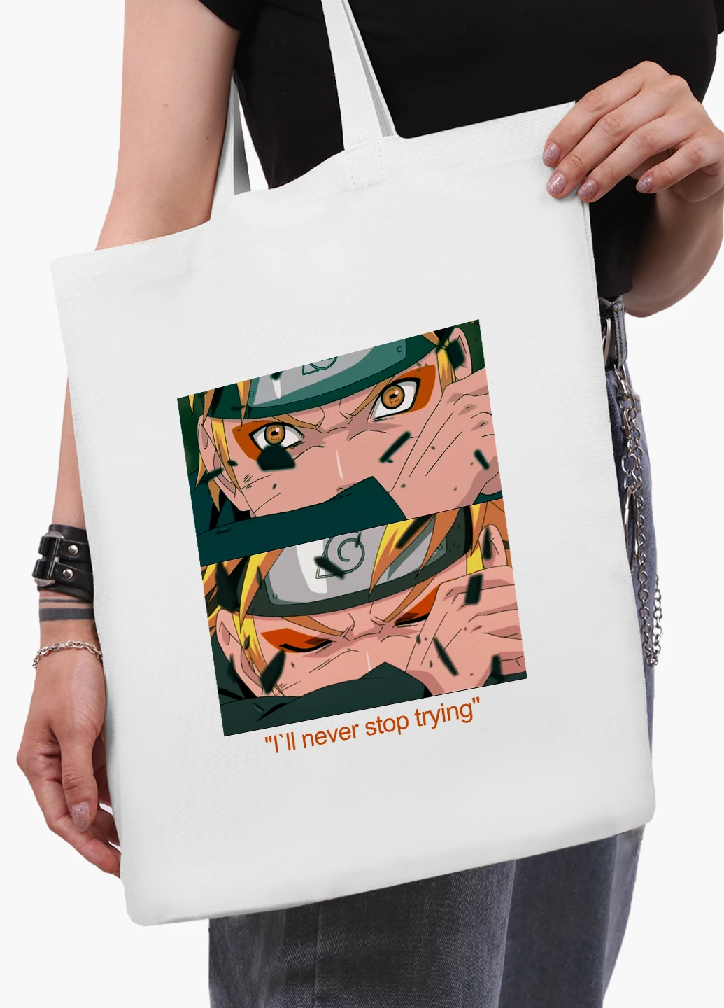 Еко сумка шоппер біла Наруто Узумакі (Naruto Uzumaki) (9227-2816-WT2) Еко сумка шоппер біла 41*35 см MobiPrint (221682969)