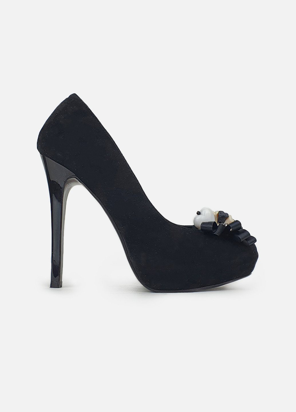 Черные замшевые туфли женские на высоком каблуке Basconi