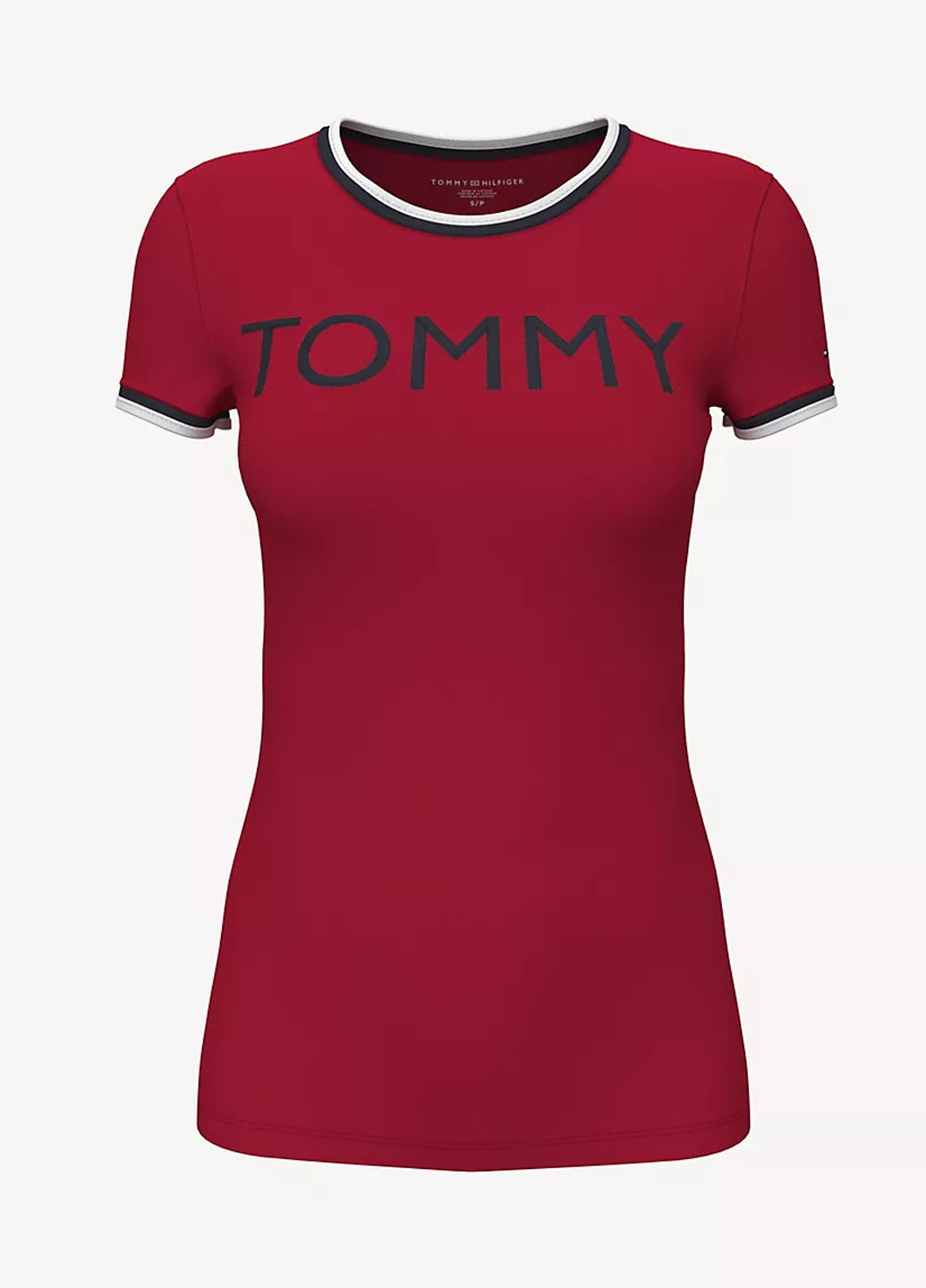 Темно-красная летняя футболка Tommy Hilfiger