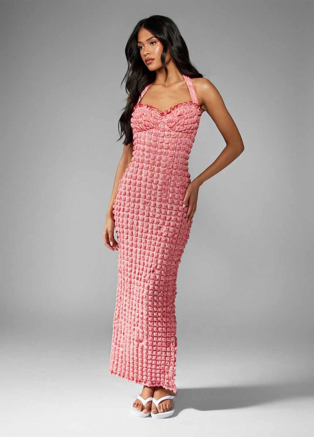 Червона кежуал сукня силуетна, з відкритою спиною SHEIN в клітинку