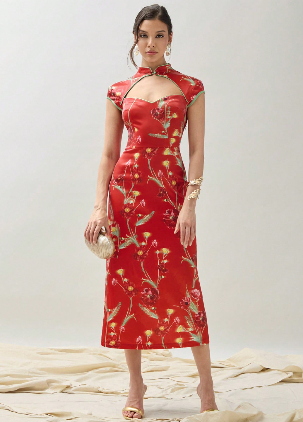 Червона кежуал сукня SHEIN з квітковим принтом