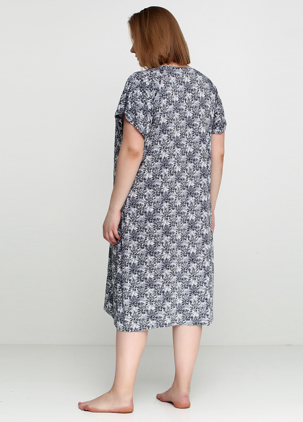Сіра домашній сукня COCOON з абстрактним візерунком