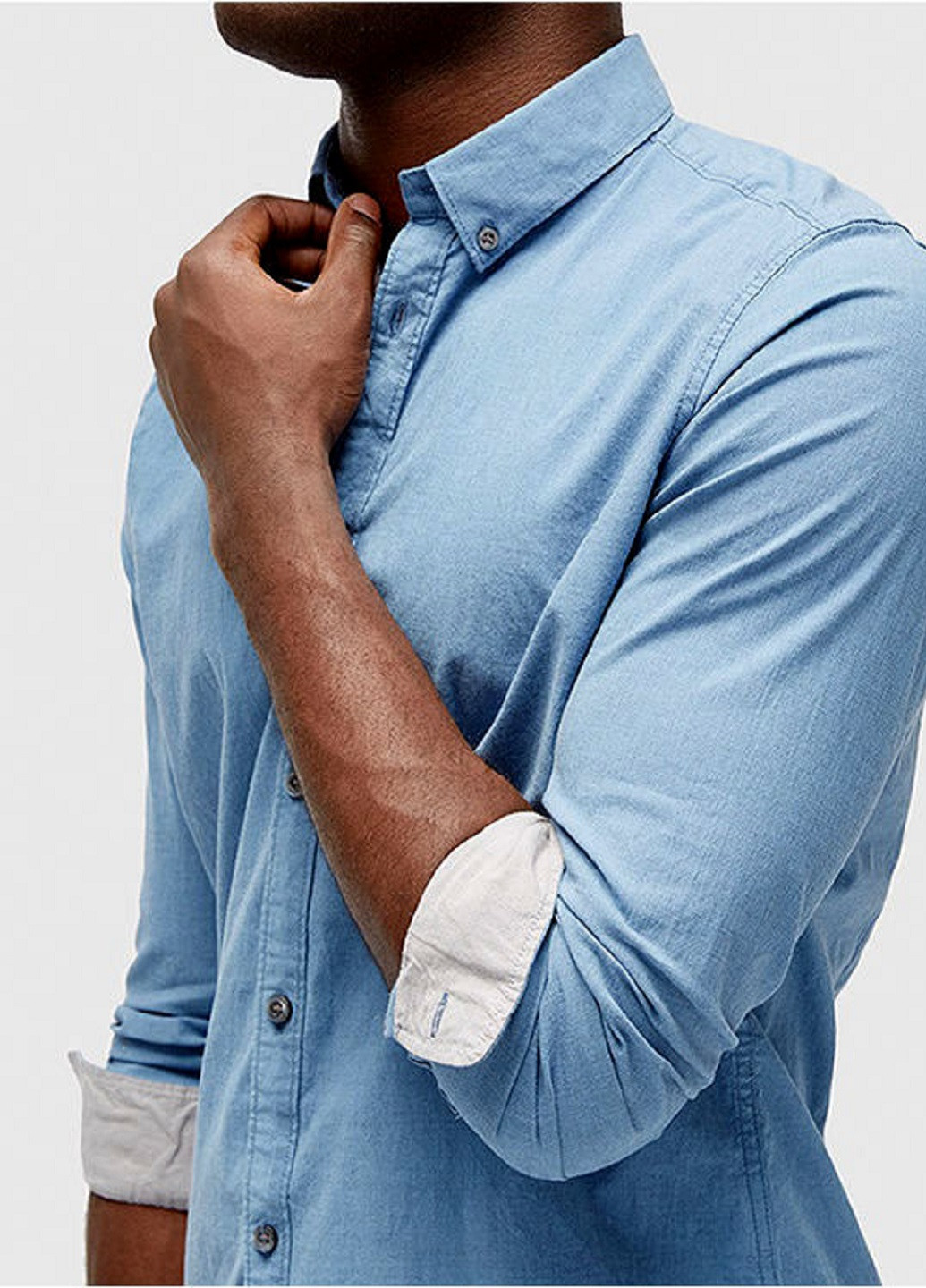 Голубой кэжуал рубашка однотонная Tom Tailor с длинным рукавом