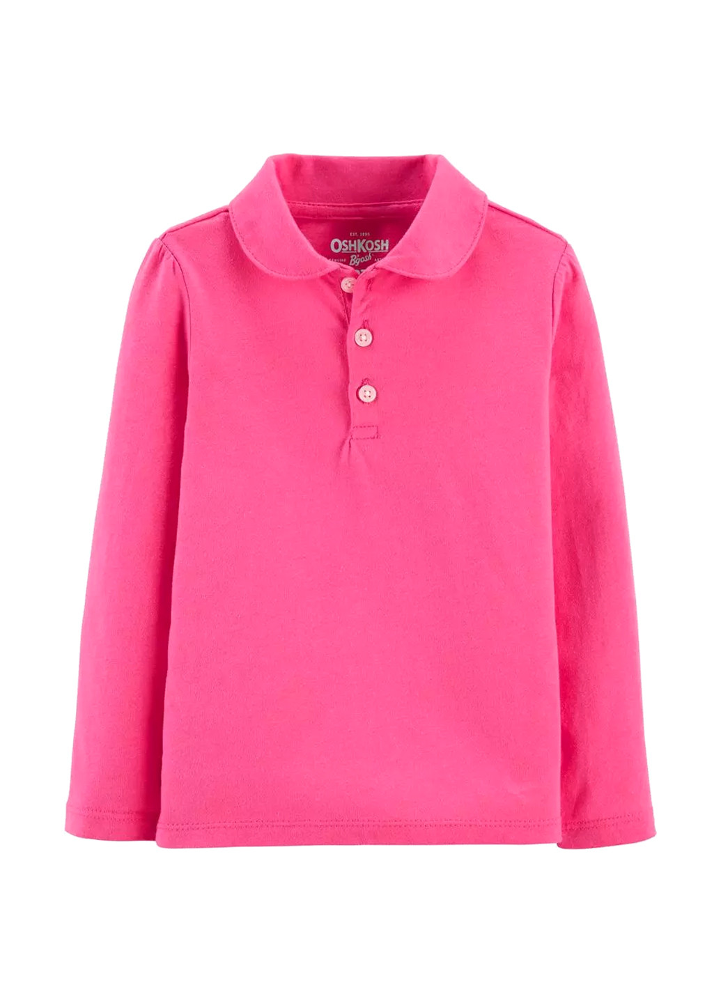 Розовая детская футболка-поло для девочки OshKosh однотонная