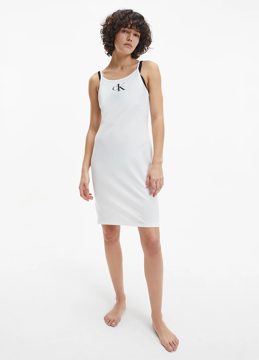 Білосніжна кежуал сукня сукня-майка Calvin Klein з логотипом