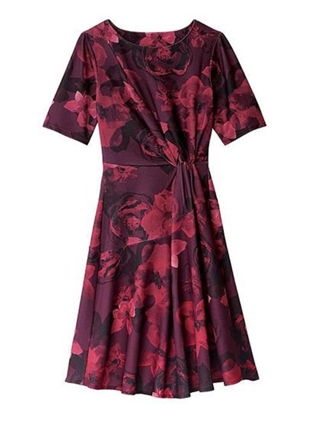 Темно-бордовое коктейльное платье клеш Signature Collection с цветочным принтом