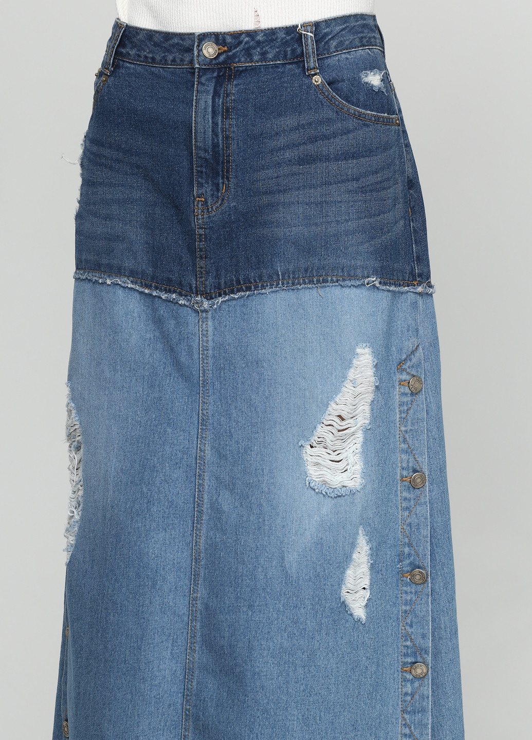 Синяя джинсовая однотонная юбка SJYP макси