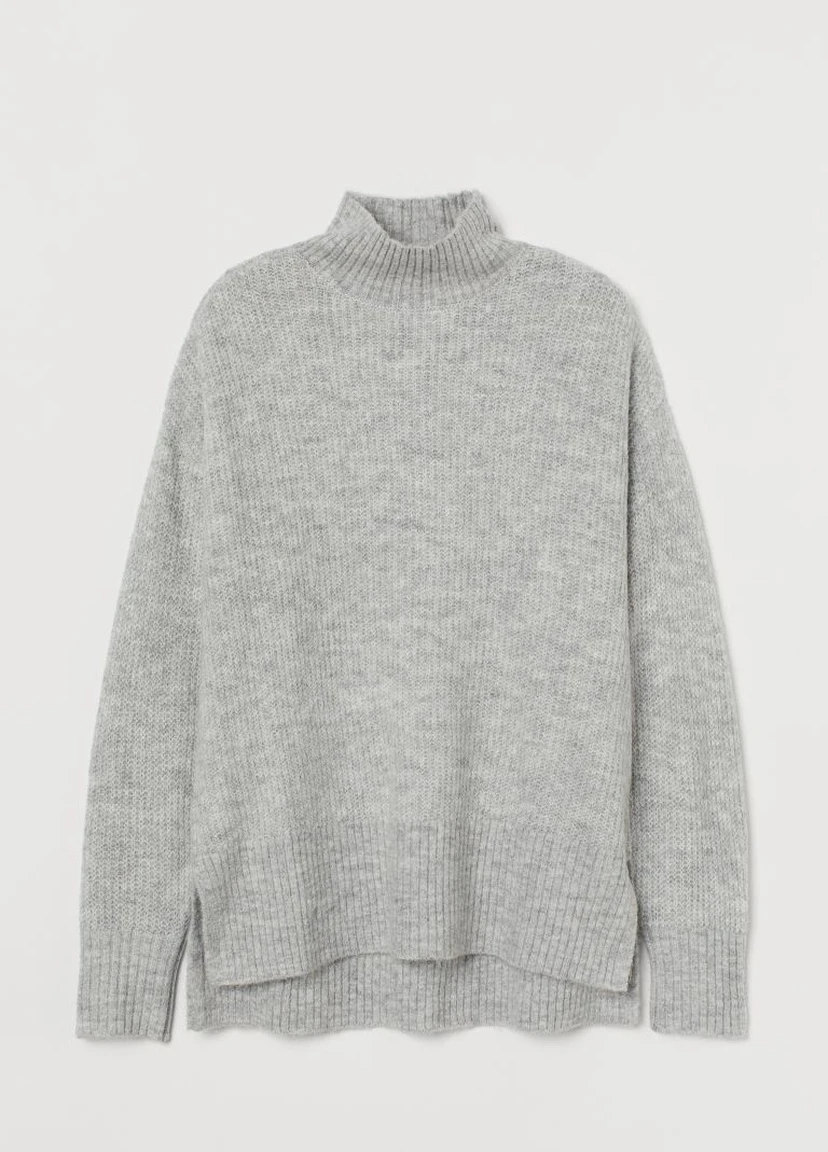 Светло-серый зимний вязаный свитер H&M