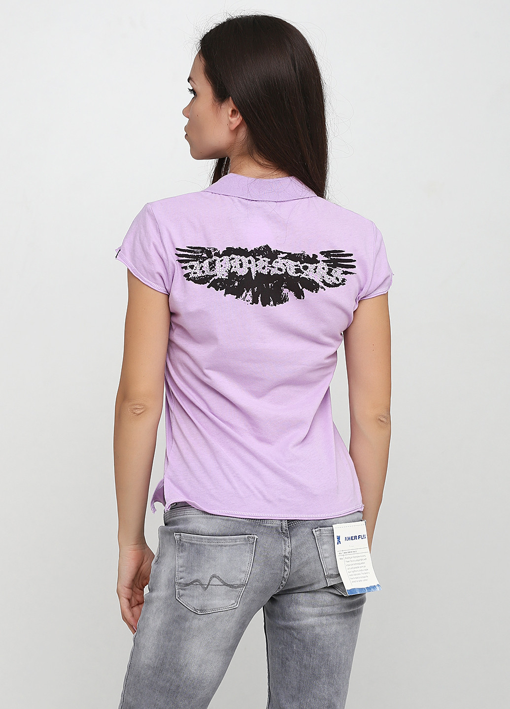Сиреневая женская футболка-поло Alpinestars с рисунком
