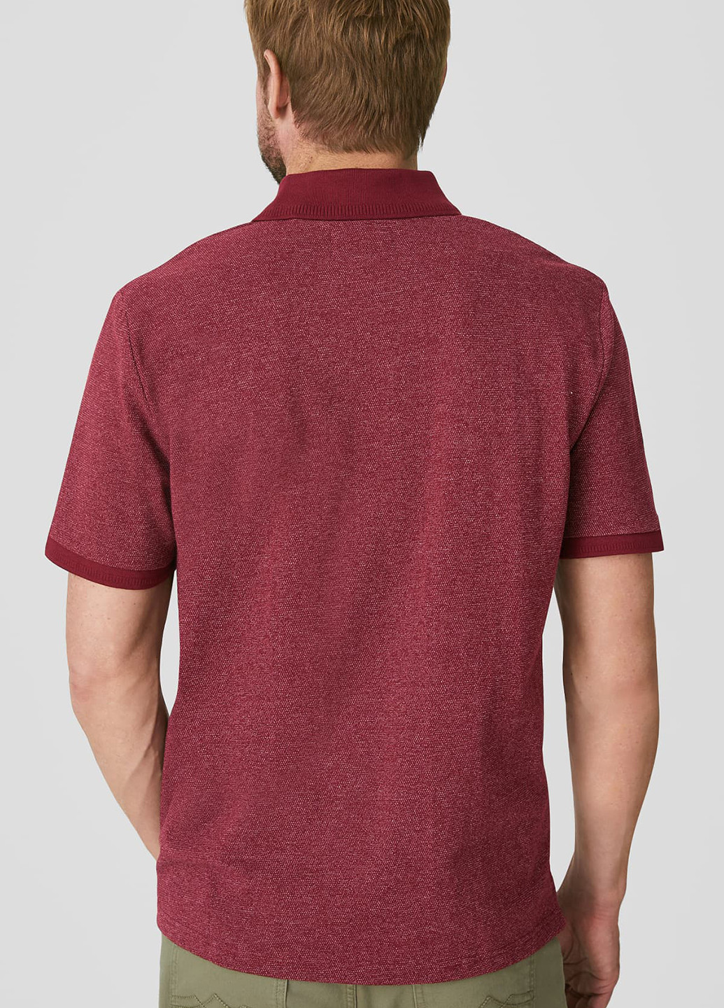 Бордовая футболка-поло для мужчин C&A однотонная