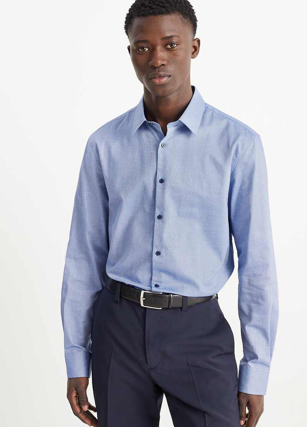 Голубой классическая рубашка однотонная C&A