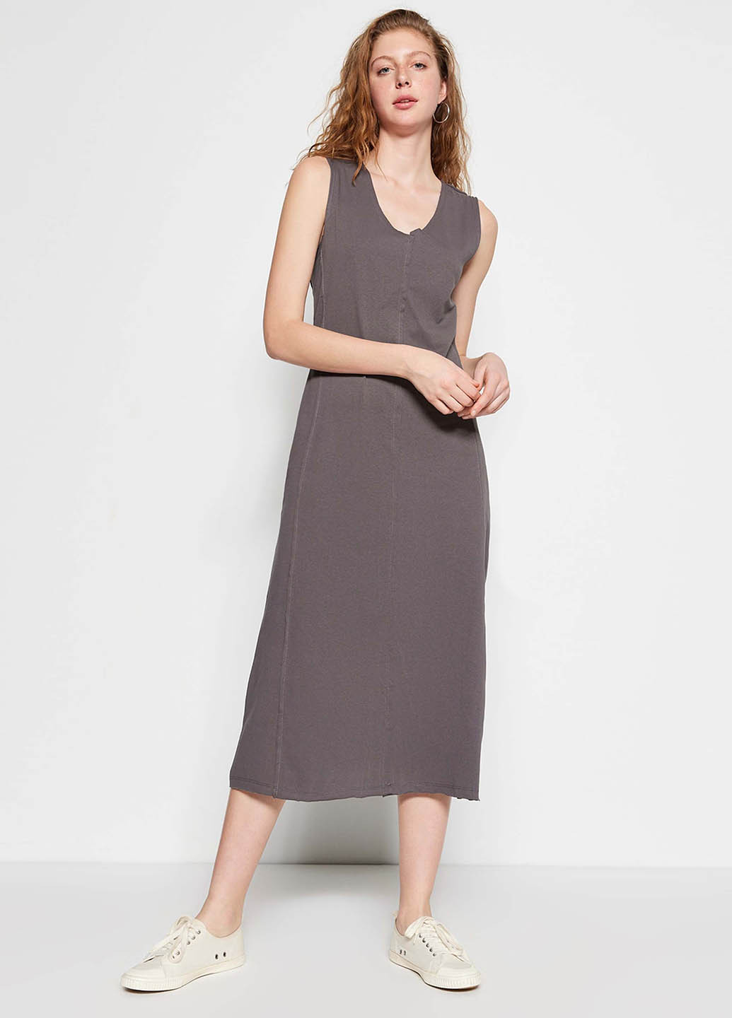Темно-сіра кежуал сукня а-силует Trendyol однотонна